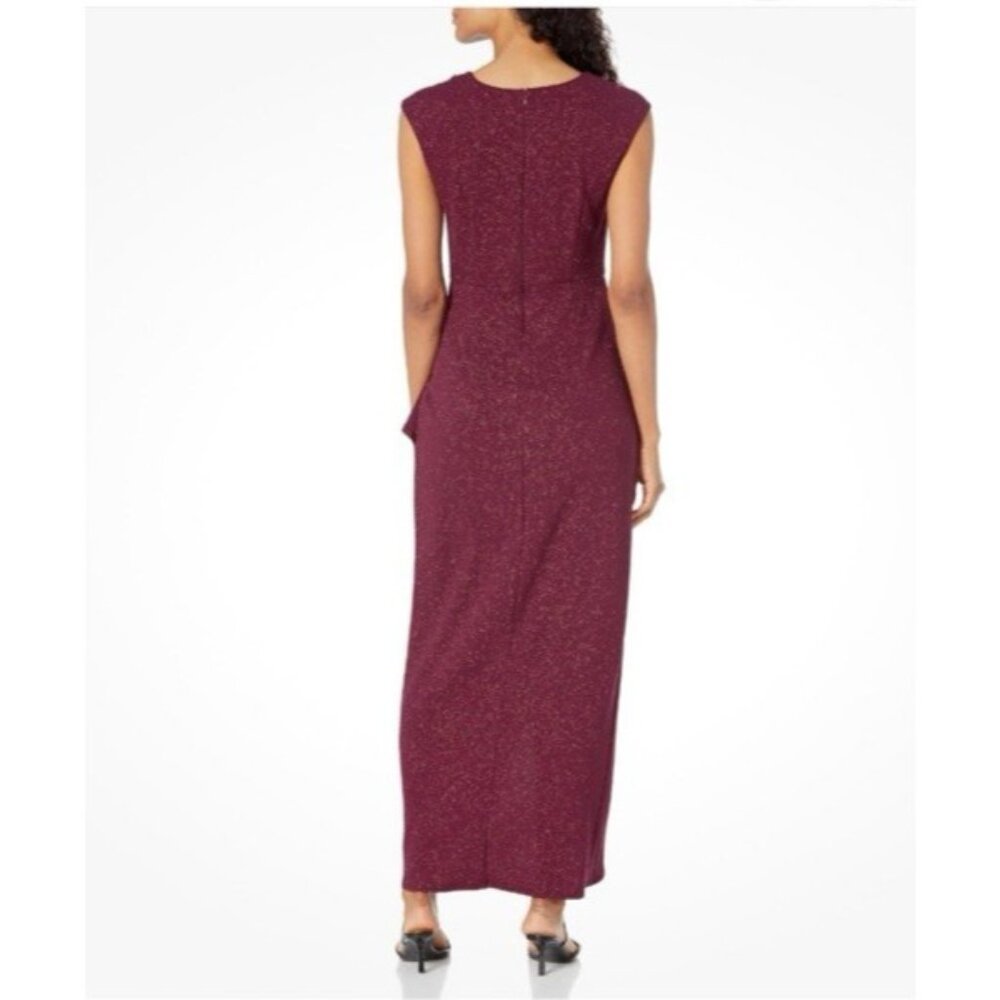 SLNY Formal Dress 16 Maroon Wine Shimmer Bead Gown Wedding Party Cruise NEW - Picture 5 of 11